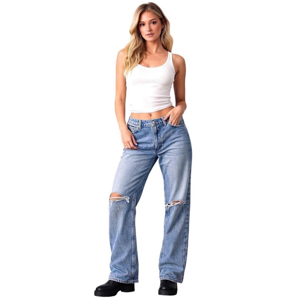 Abercrombie The 90’s Baggy Low Rise Distressed Jean